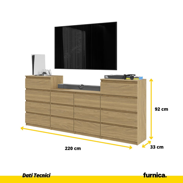 GABRIEL - Cassettiera a 14 cassetti (4+6+4) - Credenza per camera da letto  - Lancelot Oak - Furnica