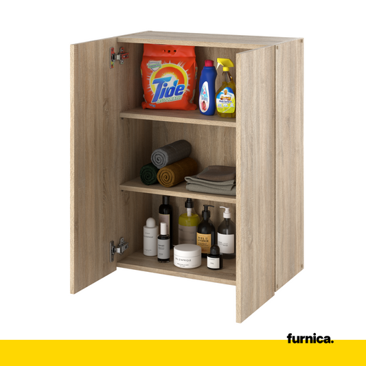 EMILY Mobile da bagno con ante e ripiani - Rovere Sonoma H80cm L60cm P30cm