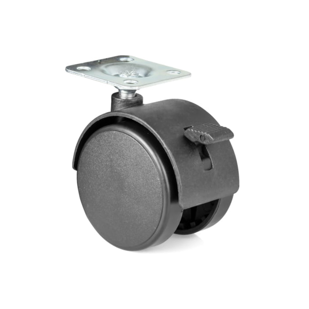 Ruota per Mobili Piroettante in Plastica con Freno e Piastra Ø50mm