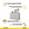MIKEL - Cassettiera con 3 cassetti e 2 ante - Credenza per camera da letto - Bianco Opaco / Bianco Lucido
