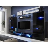 Parete attrezzata MODERN - Set di mobili per il soggiorno - Nero opaco / Nero lucido