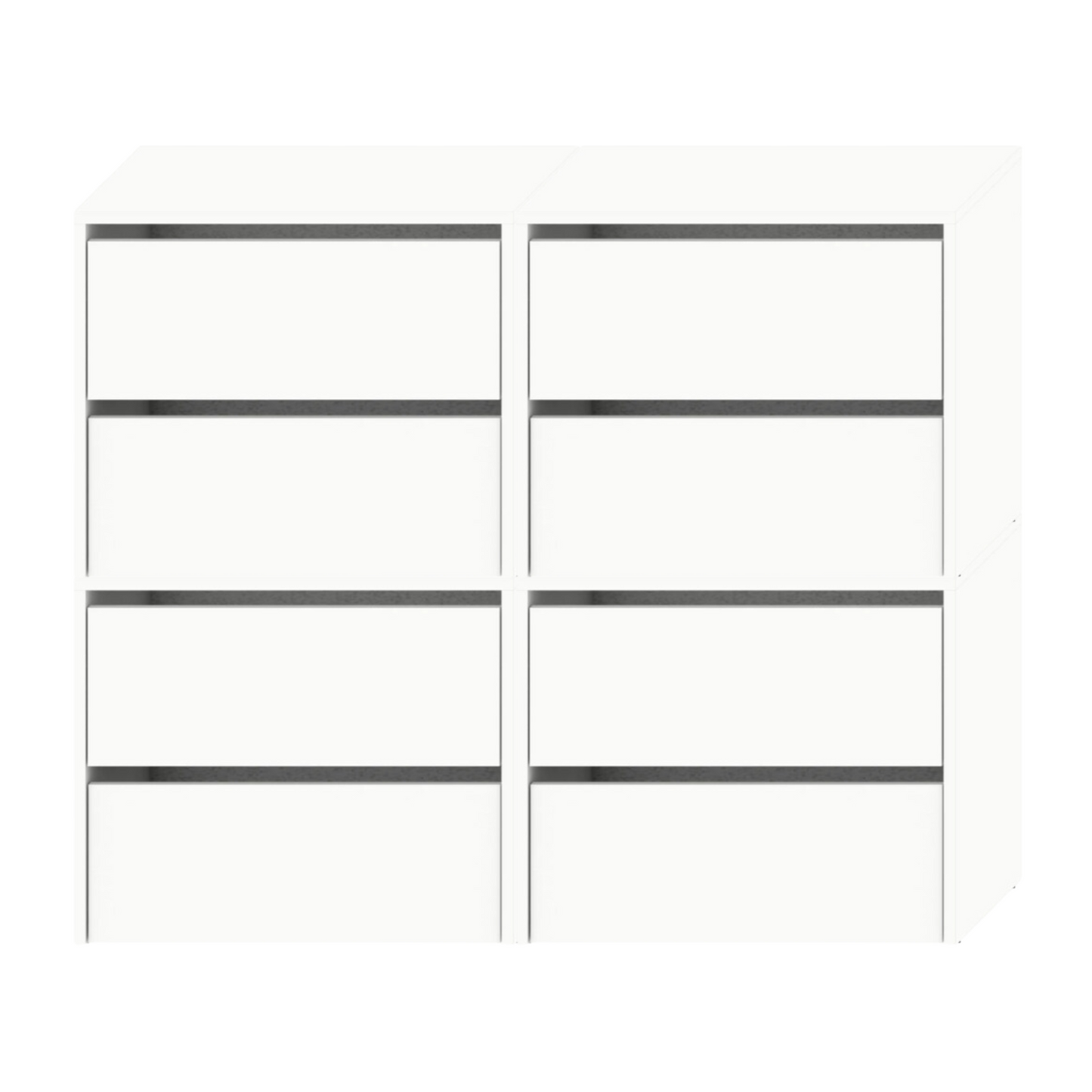 JACK - Scarpiera legno - Portaoggetti a 8 ripiani - Bianco opaco A100cm L120cm P36cm