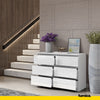 GABRIEL - Cassettiera a 6 cassetti - Credenza per camera da letto - Bianco opaco / Bianco lucido