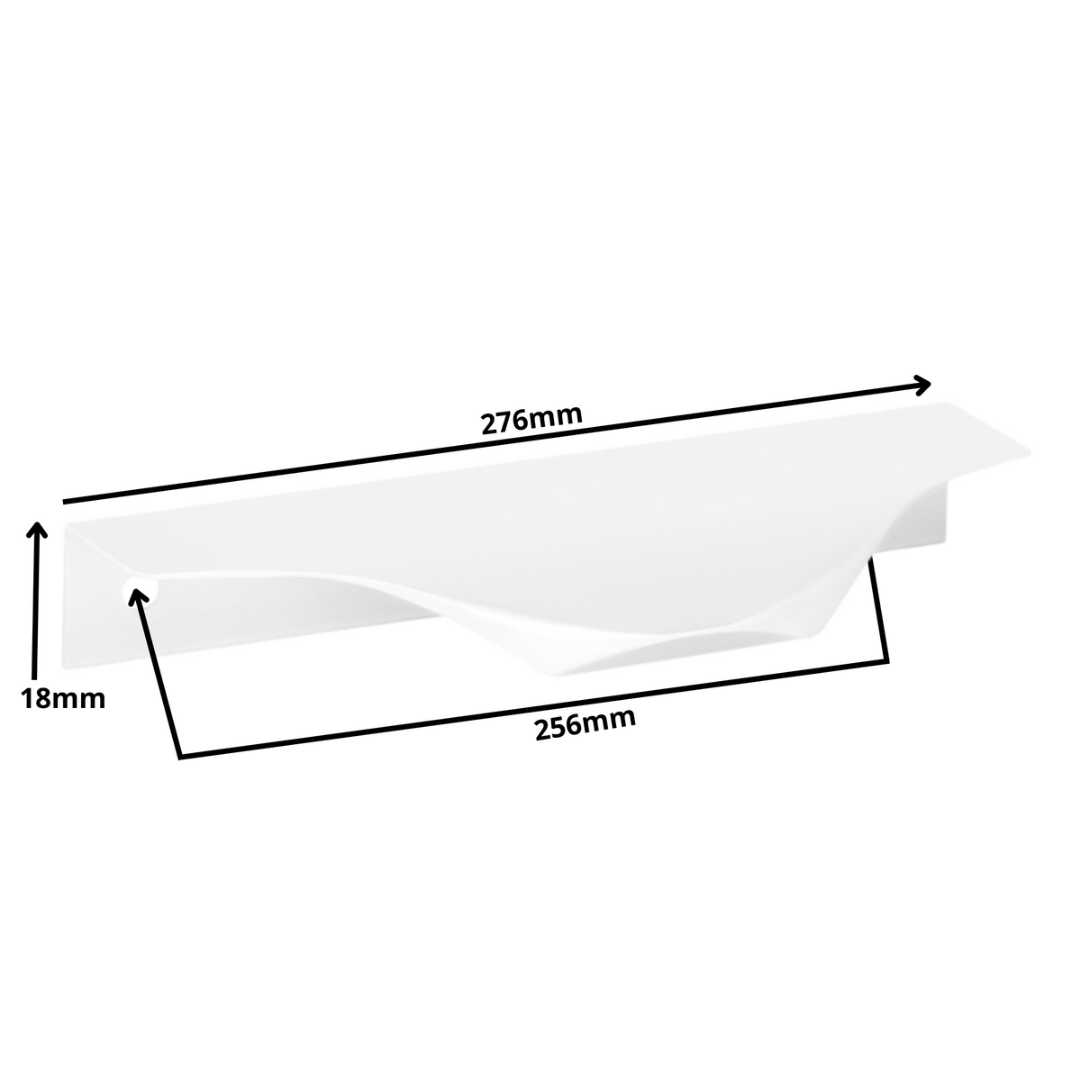 Maniglia per mobili a profilo Edge Grip 256mm (lunghezza totale 276mm) - Bianco