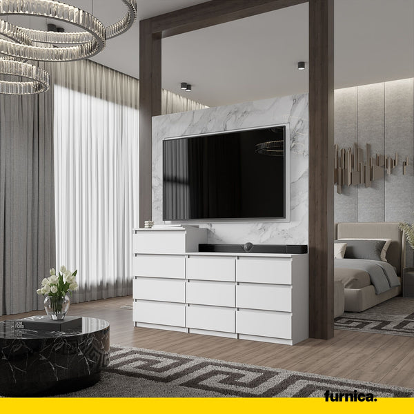 GABRIEL - Comò a 4 cassetti - Credenza per camera da letto - Bianco opaco /  Bianco lucido - Furnica