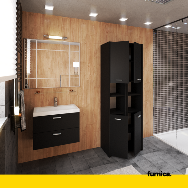 Armadio da bagno EMMA con ante e ripiani - Antracite / Rovere Wotan H165cm  L30cm P30cm - Furnica