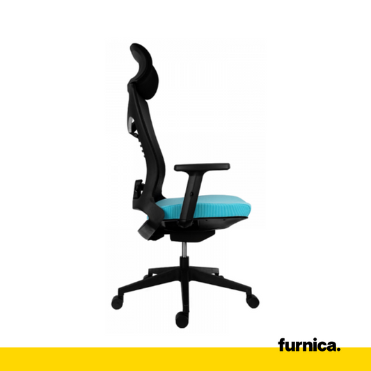 FILIPPO II - Sedia da ufficio rivestita in microrete di alta qualità - Nero/Blu H129cm L68cm