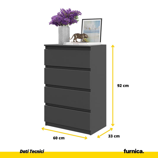 GABRIEL - Cassettiera a 4 cassetti - Credenza per camera da letto - Antracite