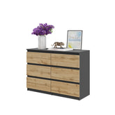 GABRIEL - Cassettiera a 6 cassetti - Credenza per camera da letto - Antracite / Rovere di Wotan