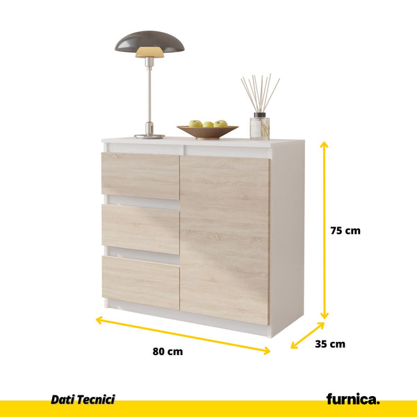 GABRIEL - Cassettiera a 6 cassetti - Credenza per camera da letto - Bianco  / Antracite lucido - Furnica