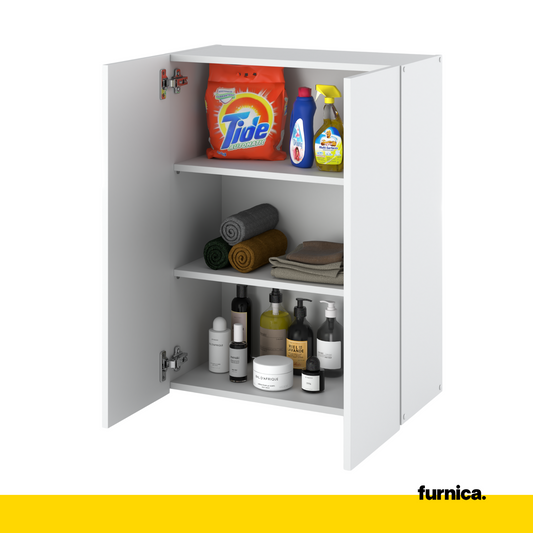 EMILY Mobile da bagno con ante e ripiani - Bianco opaco H80cm L60cm P30cm