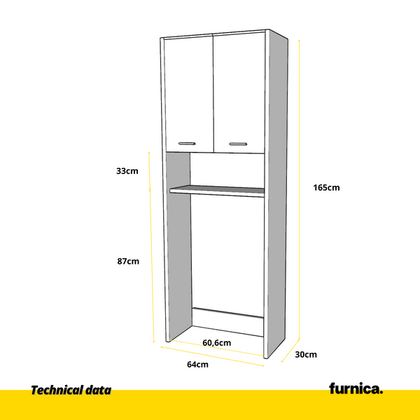 Armadio da bagno EMMA con ante e ripiani - Antracite / Rovere Wotan H165cm  L30cm P30cm - Furnica