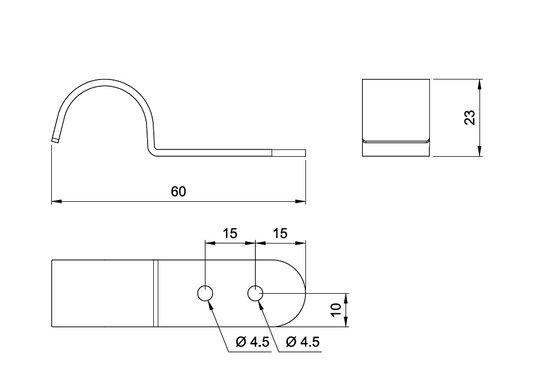 Supporto per lavagna orizzontale da 25 mm - Cromo