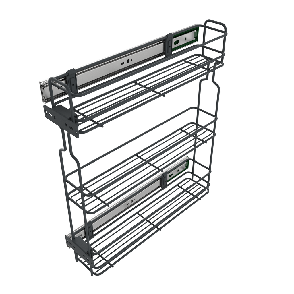 Cestello estraibilie per cucina 15cm - 3 ripiani - Antracite