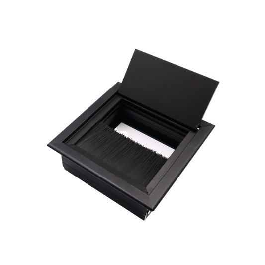 Passacavo quadrato in alluminio per scrivania 80x80mm - Nero