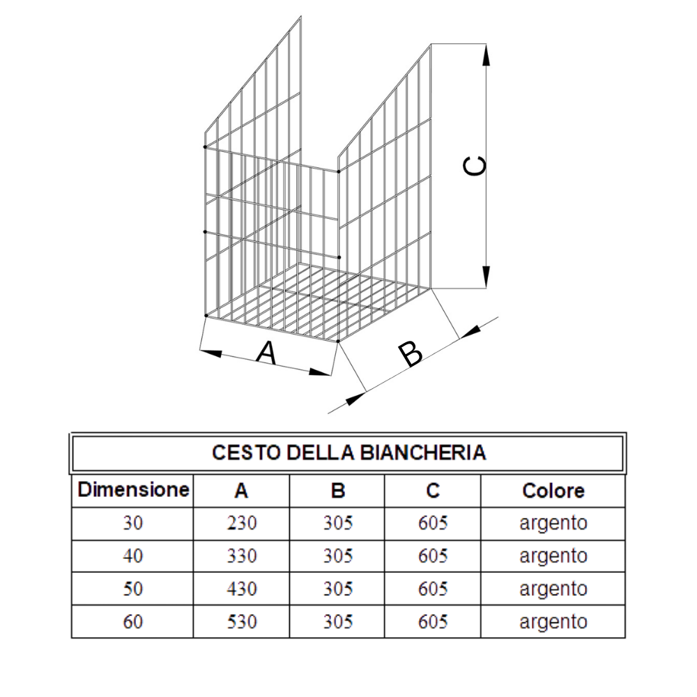 Cesto portabiancheria 30cm - Cromo