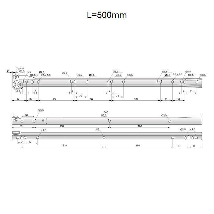Guide scorrevoli per cassetti 500mm- Bianco