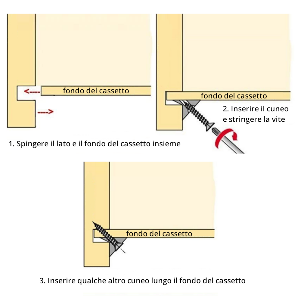 Cunei di rammendo inferiori/posteriori del cassetto 50 pz