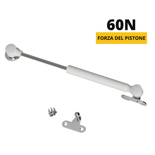 Molle a gas per mobili 60N Bianco - Lunghezza 250mm