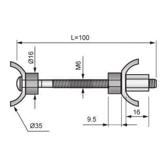 Piano di lavoro connettore M6x100mm