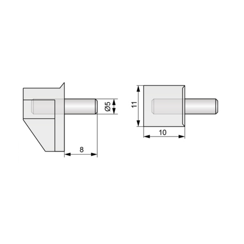 Reggipiano per mensole Ø5mm (1 pz) - metallo-plastica