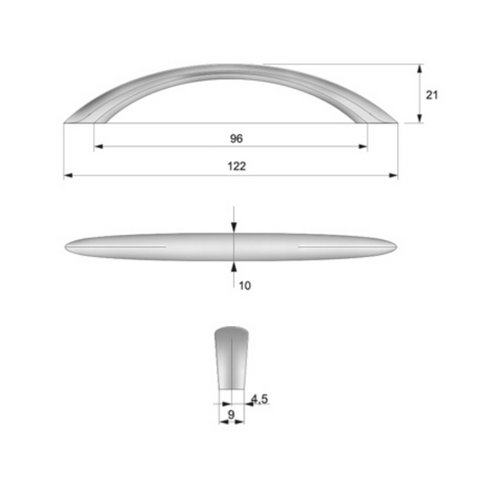 Maniglia per mobili moderni L96mm, Alluminio