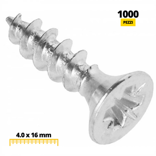 Viti per legno PZ2 4.0x16mm Zinco bianco (1000 pz)