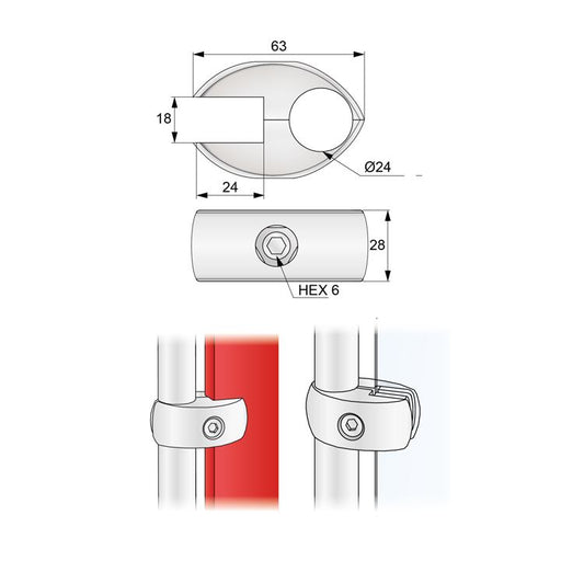 Connettore per scheda e vetro da 25 mm, Cromo (senza inserti) NTP