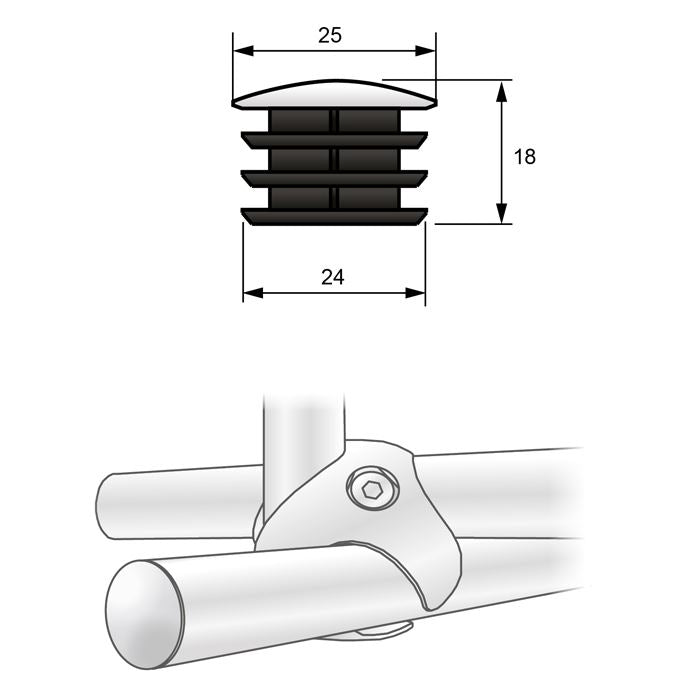 Coperchio per asta appendiabiti 25mm - Cromo NTP