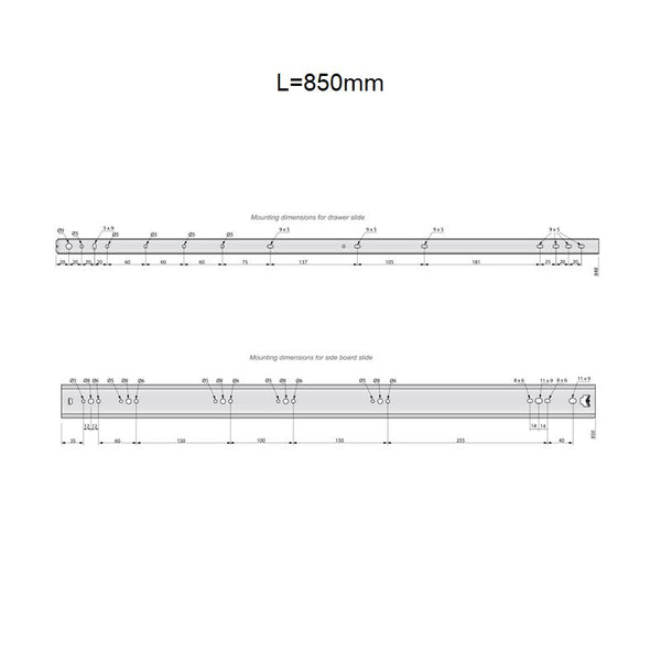 Guide Scorrevoli A CADUTA a Sfere H45 Cassetto Estrazione Totale