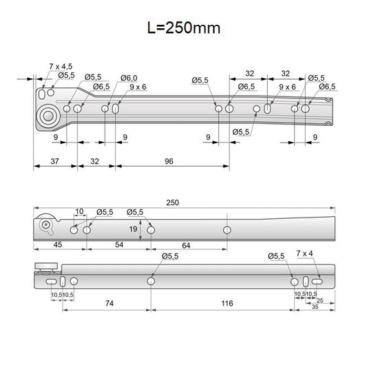 Guide scorrevoli per cassetti 0.9mm - Bianco NTP