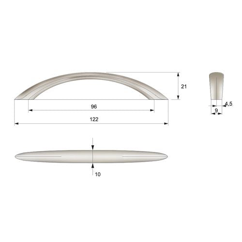 Maniglia per mobili moderni L96mm, Raso NTP