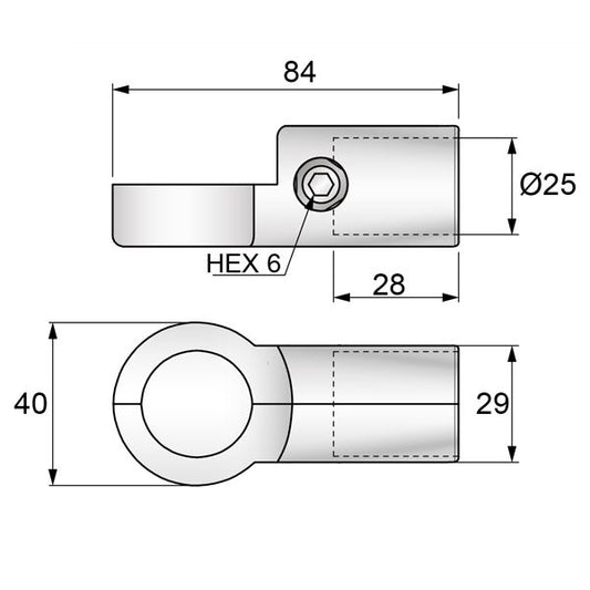 Supporto mezzo tipo-S per asta appendiabiti 25mm - Cromo NTP