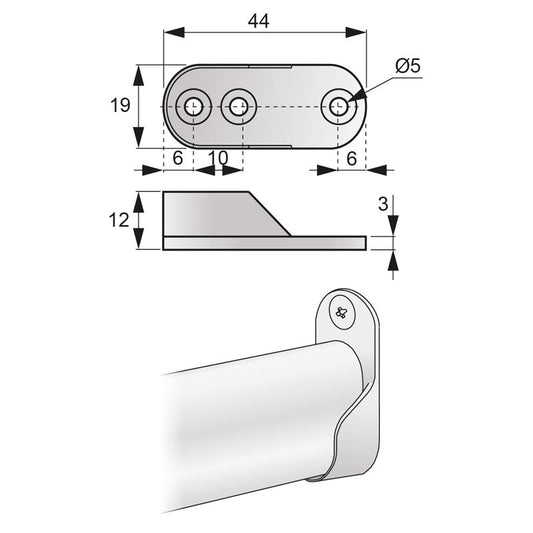 Supporto per asta appendiabiti ovale 15x30 - Nichel NTP