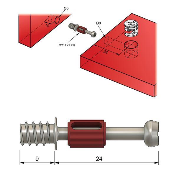 Viti di giunzione per mobili L24mm con Euroviti (100 pz) - Furnica