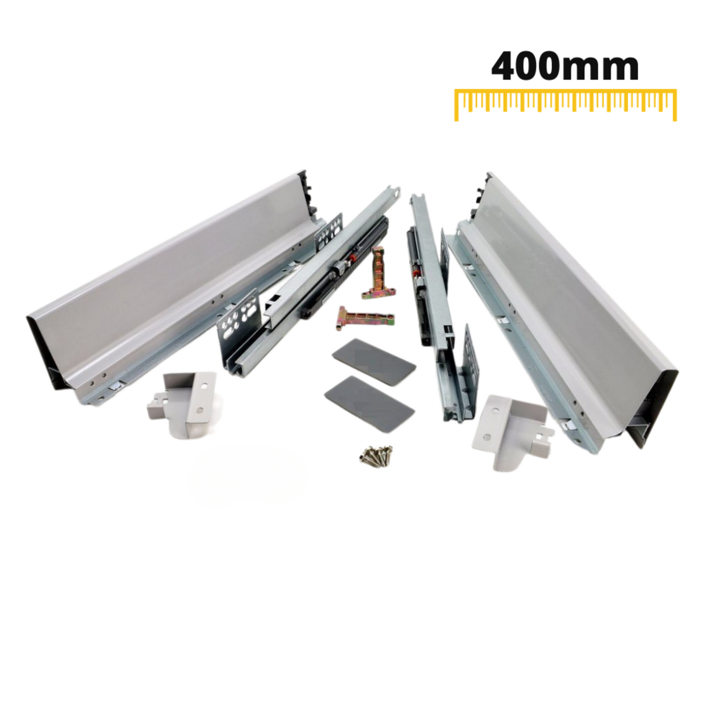 Sistemi per cassetti ammortizzate Baso - Altezza 68mm - Argento 400mm
