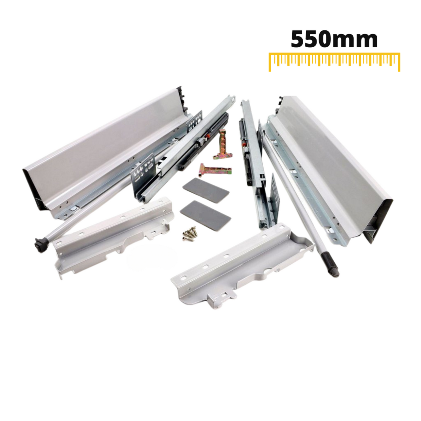 Sistemi per cassetti ammortizzate Alto - Altezza 185mm - Argento 550mm