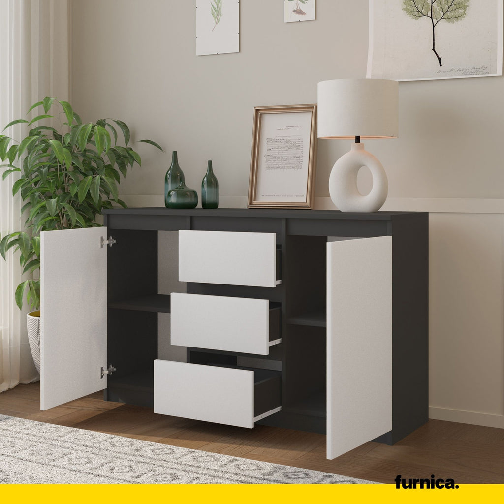 Credenza Garda 4 ante e 2 cassetti antracite opaco e rovere 160,1x35x70 cm Credenza Garda 4 ante e 2 cassetti antracite opaco e rovere 160,1x35x70 cm