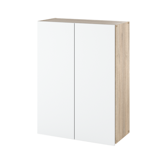 EMILY Mobile Bagno Armadio Pensile con Ante e Ripiani - Rovere Sonoma / Bianco Opaco H80cm L60cm P30cm