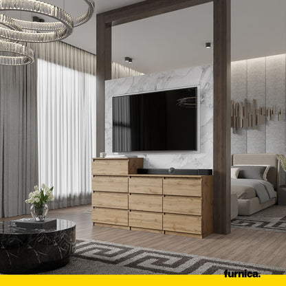 GABRIEL - Cassettiera a 10 cassetti (6+4) - Credenza armadio camera da letto - Rovere Wotan