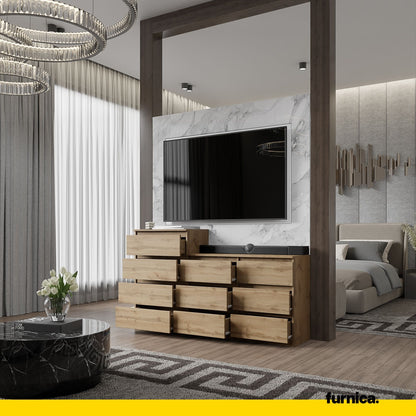GABRIEL - Cassettiera a 10 cassetti (6+4) - Credenza armadio camera da letto - Rovere Wotan