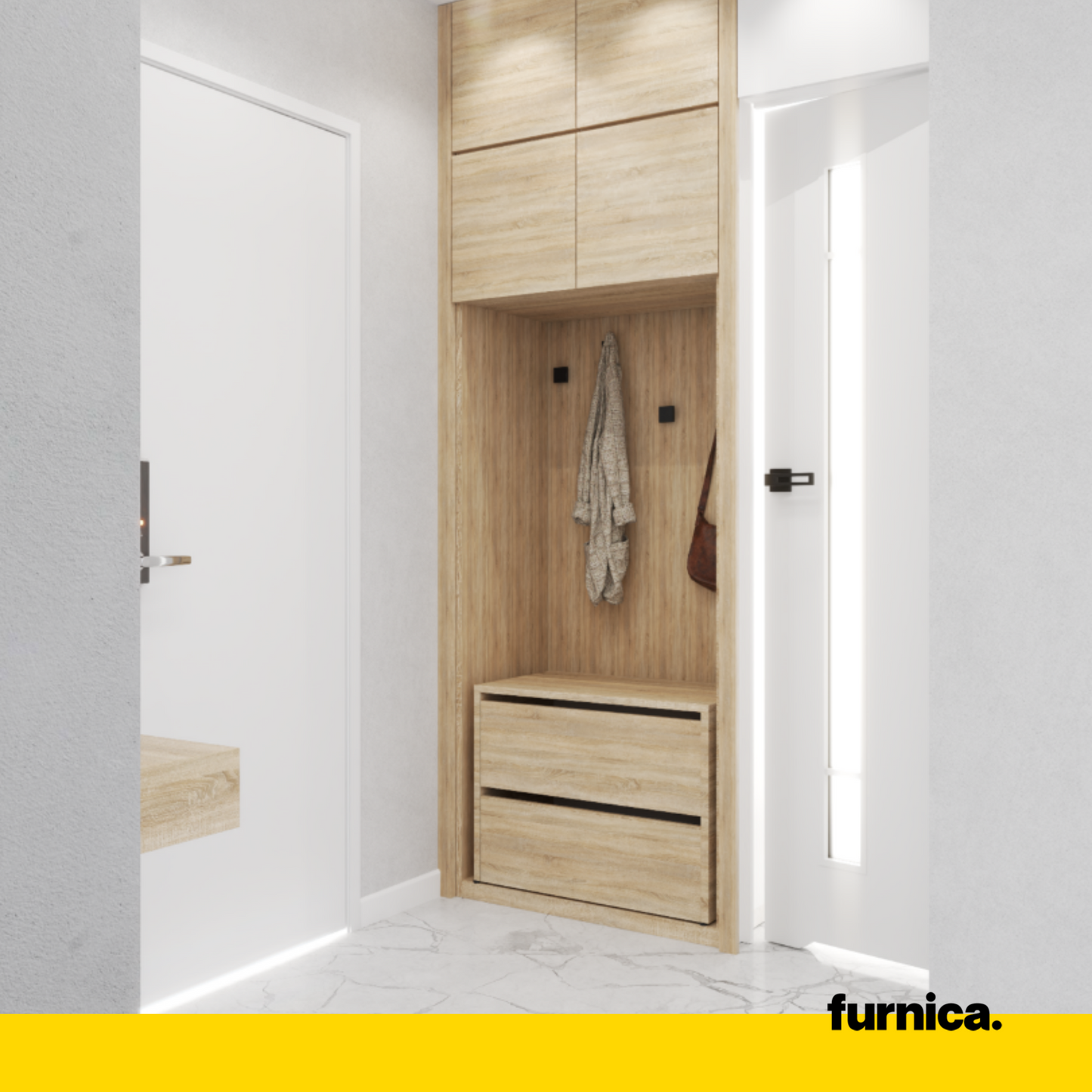 JACK - Scarpiera legno - Portaoggetti a 2 ripiani - Rovere Sonoma A50cm L60cm P36cm