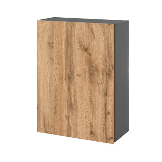 EMILY Armadio da bagno con ante e ripiani - Antracite / Rovere Wotan H80cm L60cm P30cm