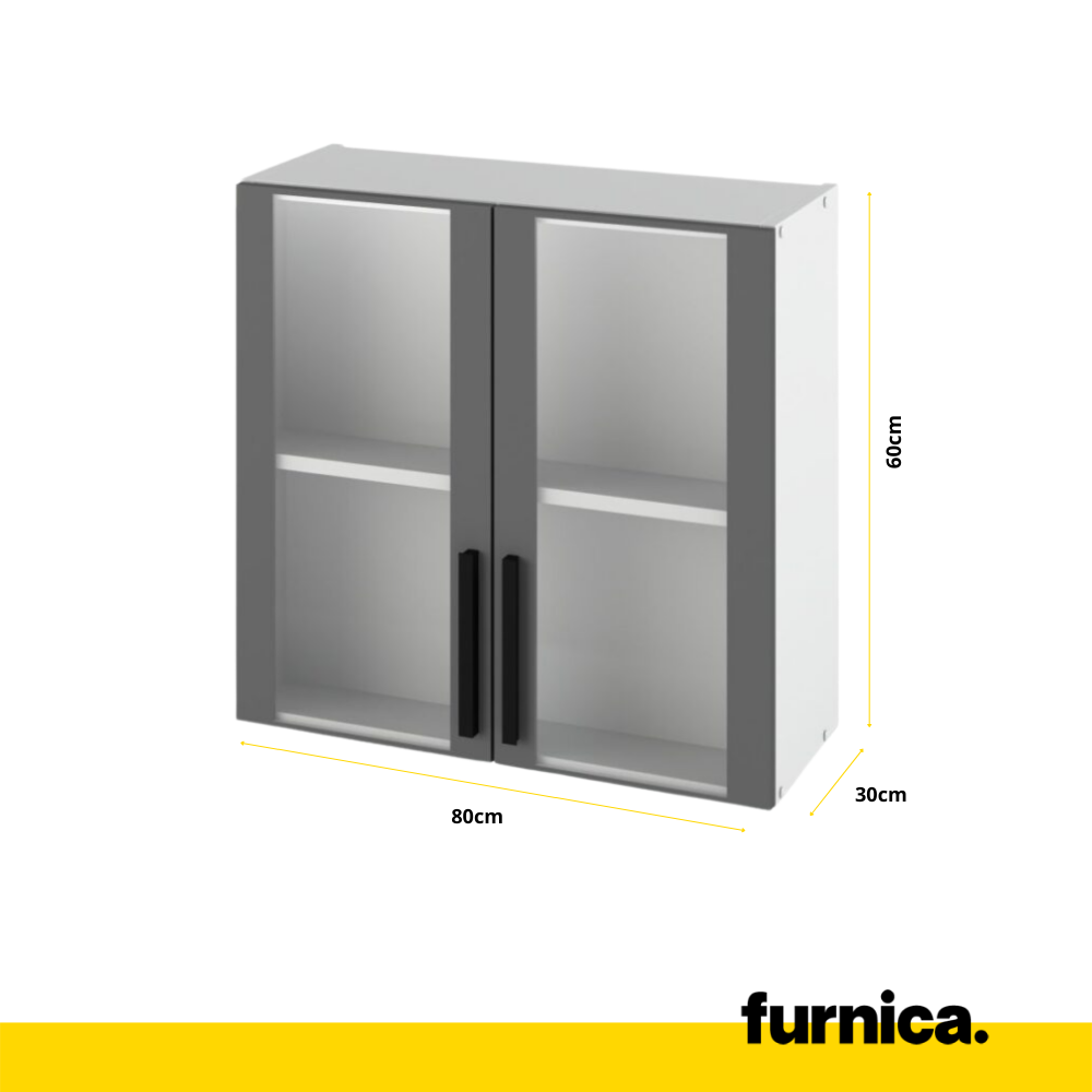 RENO - Set cucina - Rovere Wotan / Bianco opaco con piano di lavoro - 8 unità - 260 cm