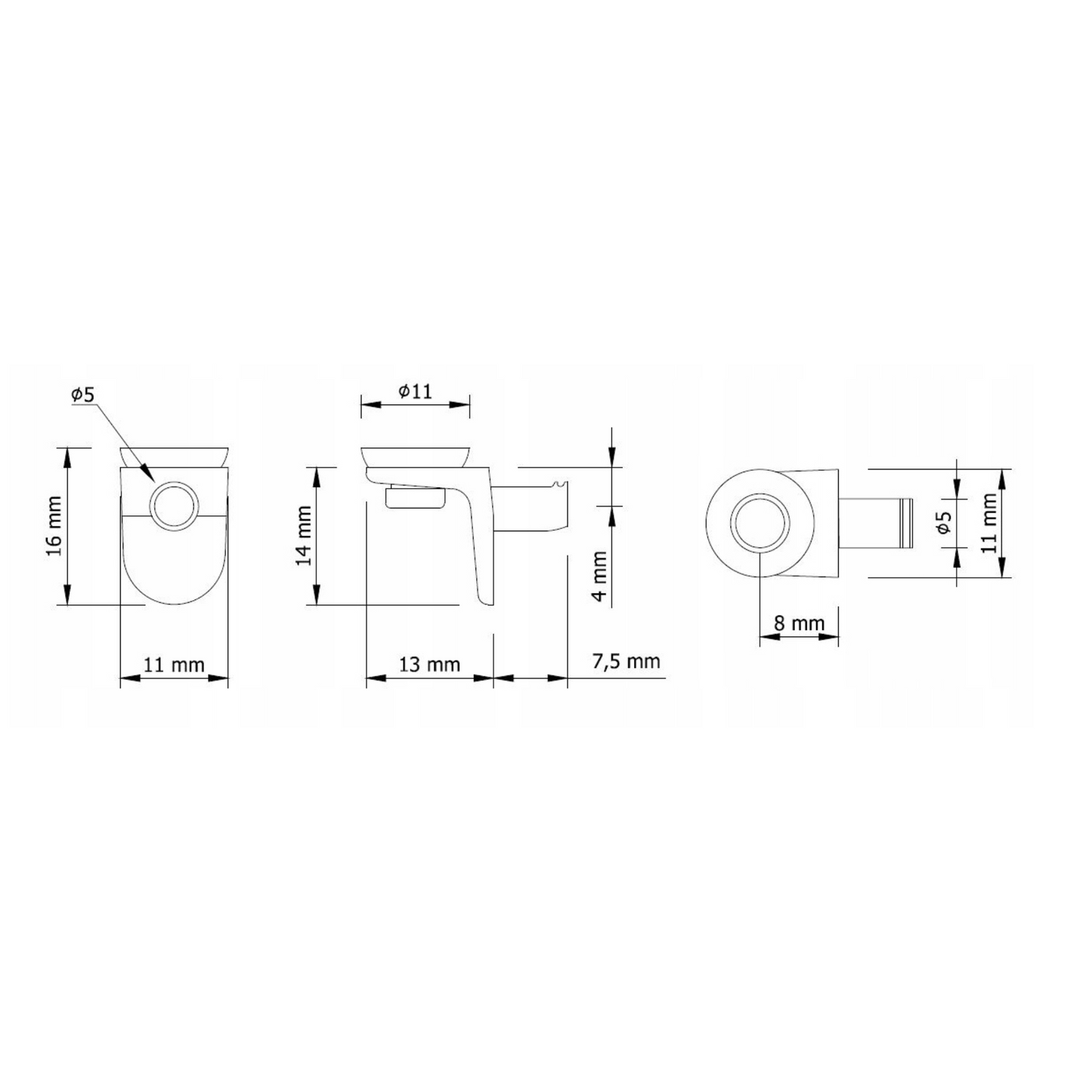 Supporto per mensole in vetro Ø5mm