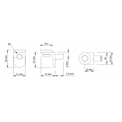Supporto per mensole in vetro Ø5mm