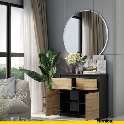 NOAH - Cassettone con 2 cassetti e 2 ante - Credenza per camera da letto - Antracite / Rovere Wotan