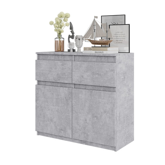 NOAH - Cassettone con 2 cassetti e 2 ante - Credenza per camera da letto - Calcestruzzo