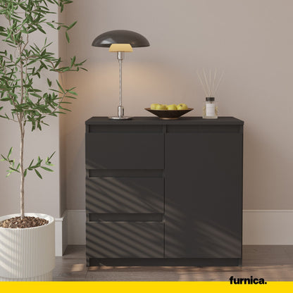 MIKEL - Cassettiera con 3 cassetti e 1 anta - Credenza per camera da letto - Antracite