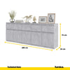 NOAH - Cassettiera a 5 cassetti e 5 ante - Credenza per camera da letto - Calcestruzzo H75cm L200cm P35cm